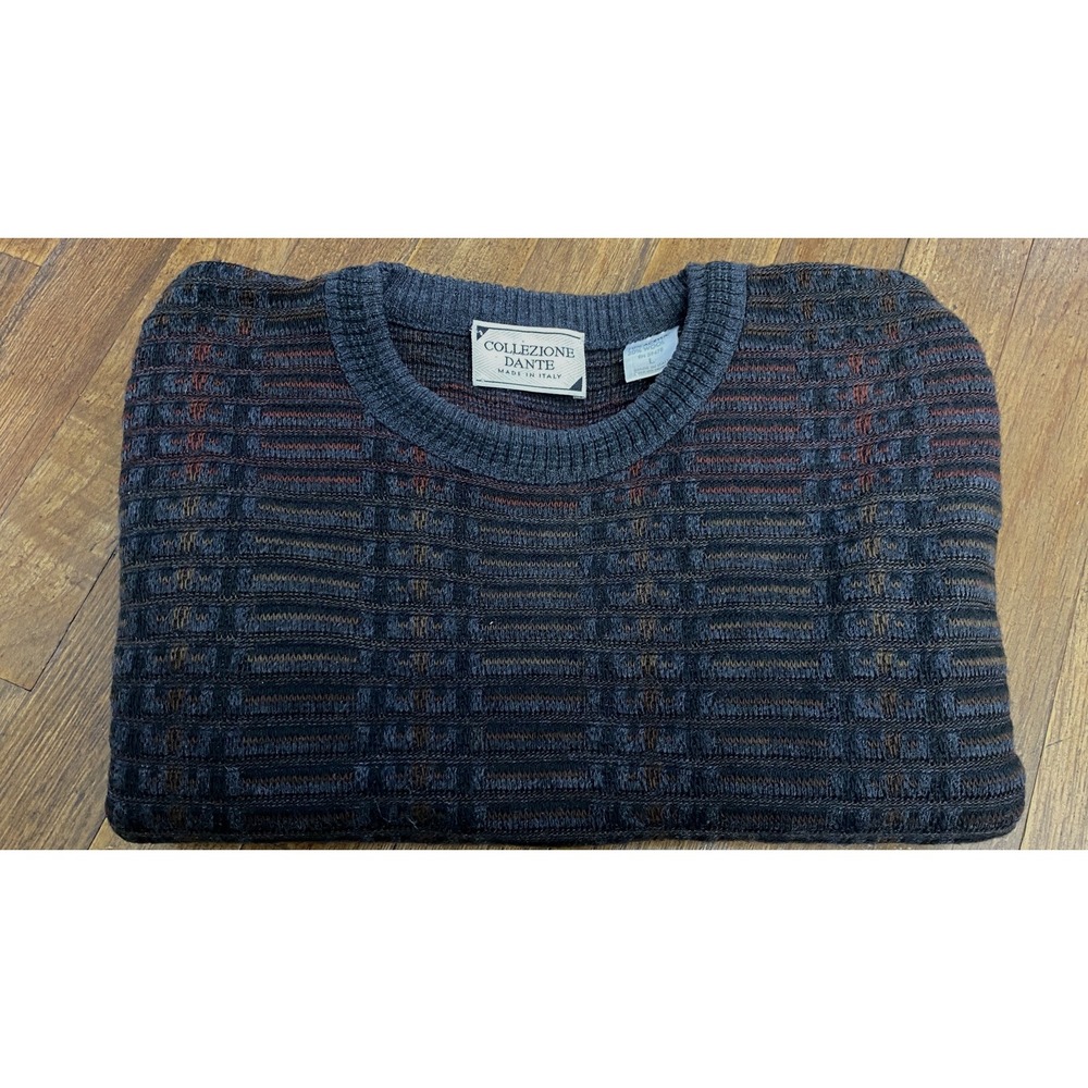 Vintage Men's Large Sweater Grandpacore Cosby Style Wool Blend Made In Italy